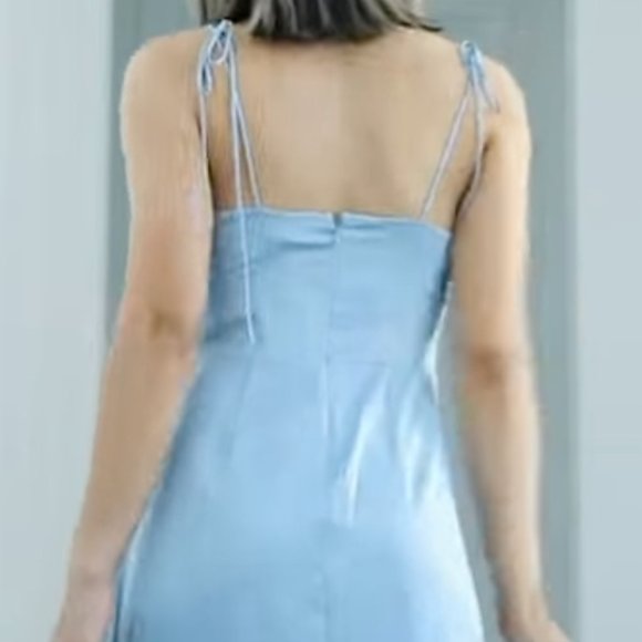 NWT Danielle Bernstein Satin Slip Dress in Baby Blue, sizes 10 & 12 - Picture 3 of 10